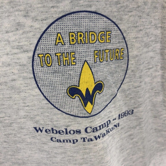 Fruit of the Loom Other - VTG WEBELOS CAMP 1993 TAWAKONI SINGLE STITCH USA MADE SHIRT 90s DISCOLORED TEE L